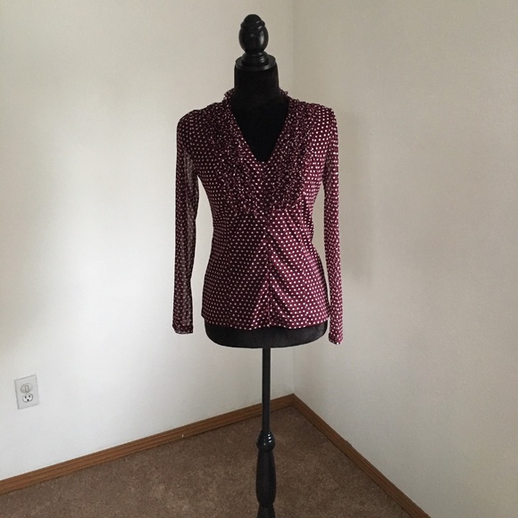 INC International Concepts Tops - INC Polka Dot Maroon Blouse
